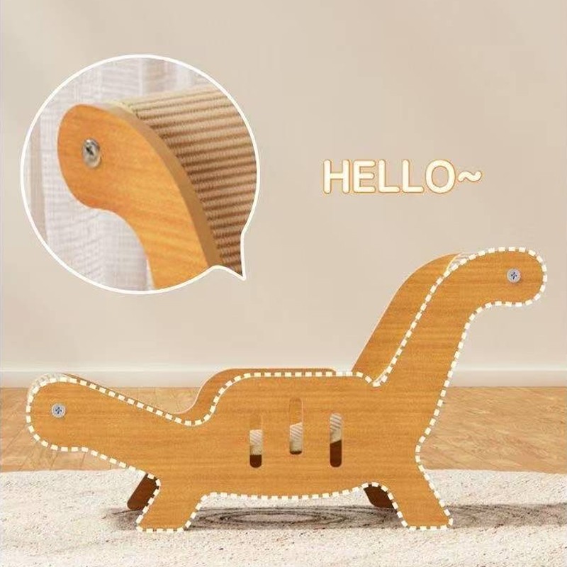 Minimalist Sisal Wooden Cat Reclining Lounger Chair