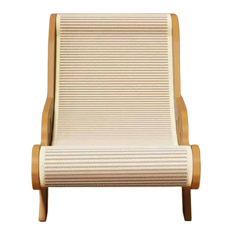 Minimalist Sisal Wooden Cat Reclining Lounger Chair
