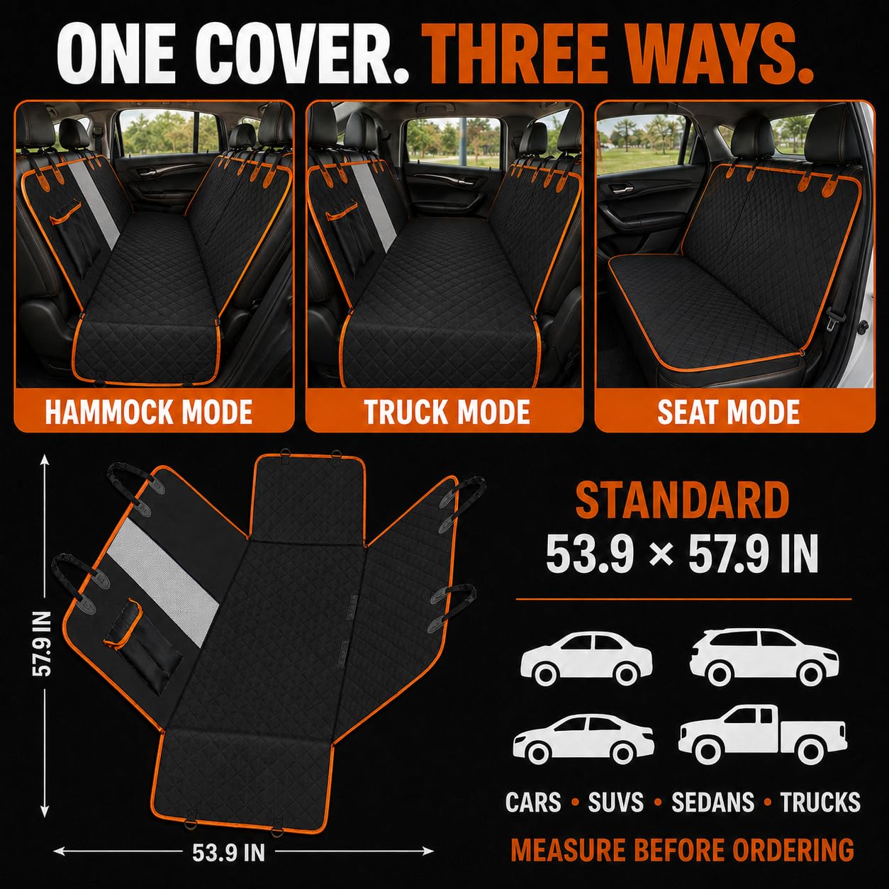 The All-Weather Waterproof Luxury Pet Car Seat Hammock & Protector