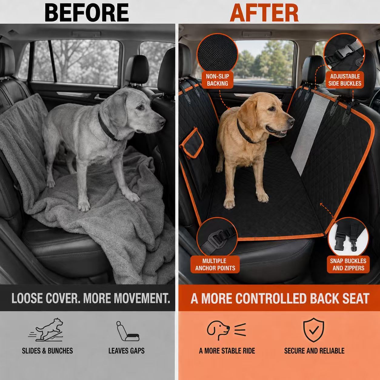 The All-Weather Waterproof Luxury Pet Car Seat Hammock & Protector