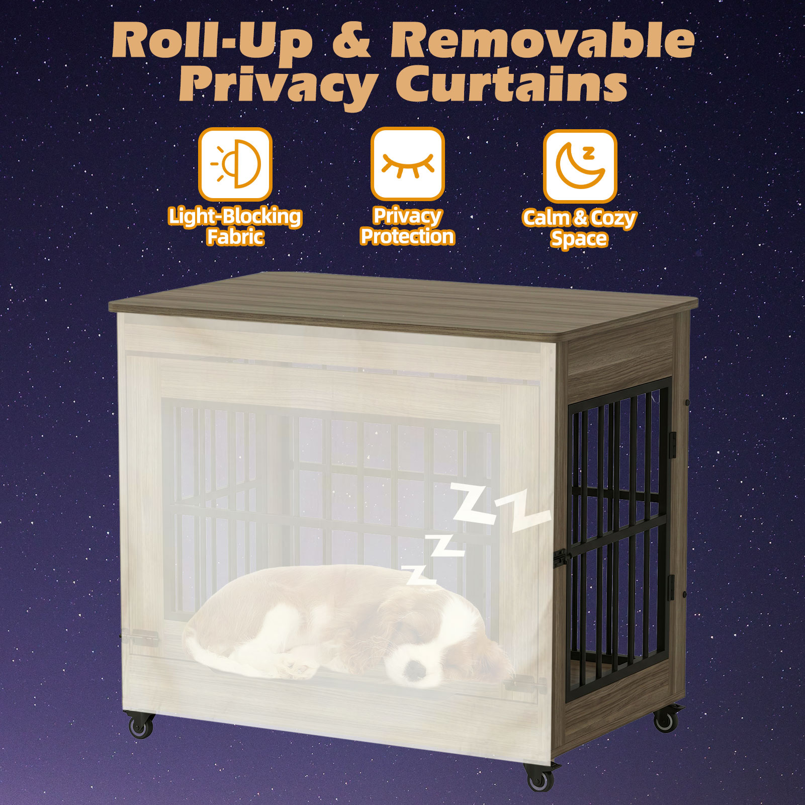 The Villa Wooden Double-Door Indoor Dog Crate Furniture