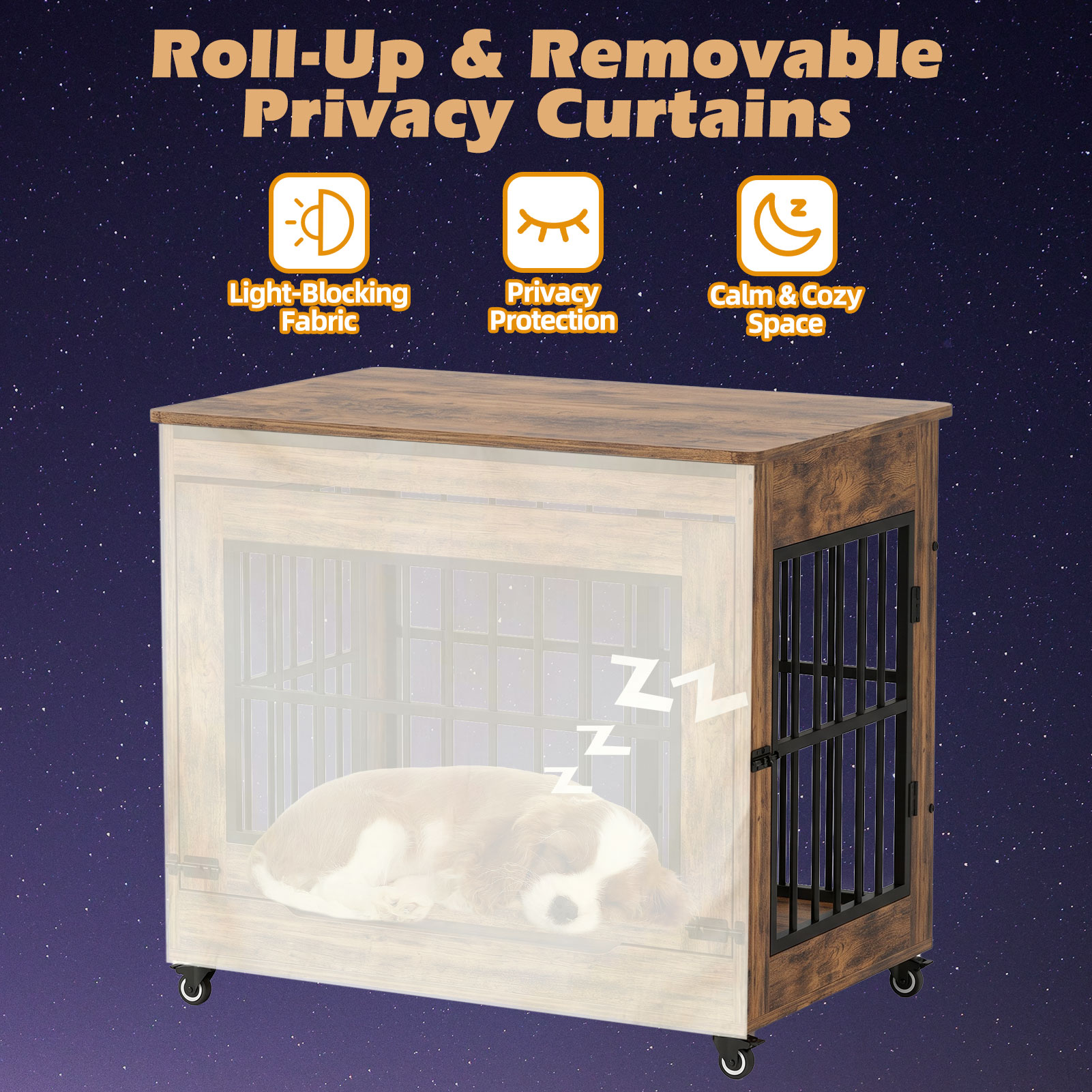 The Villa Wooden Double-Door Indoor Dog Crate Furniture