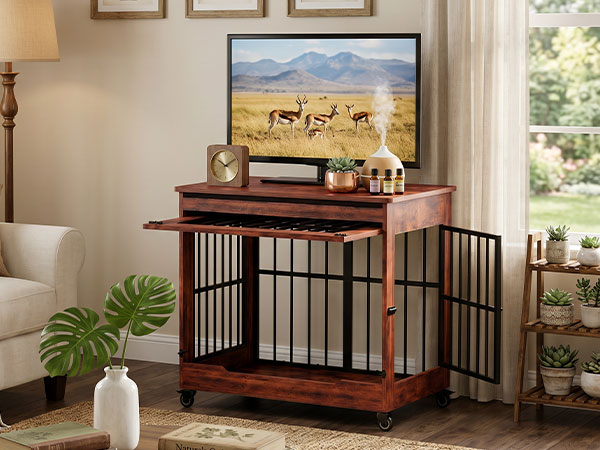 The Villa Wooden Double-Door Indoor Dog Crate Furniture