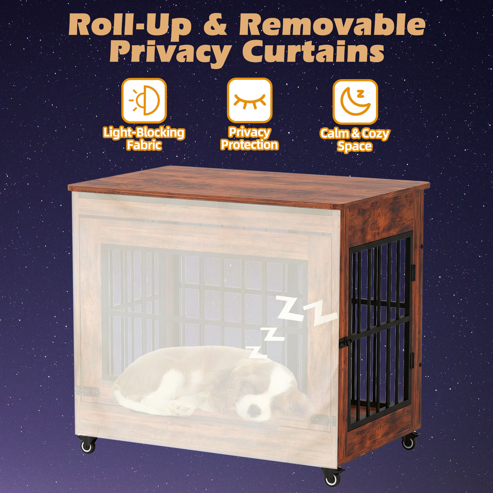 The Villa Wooden Double-Door Indoor Dog Crate Furniture
